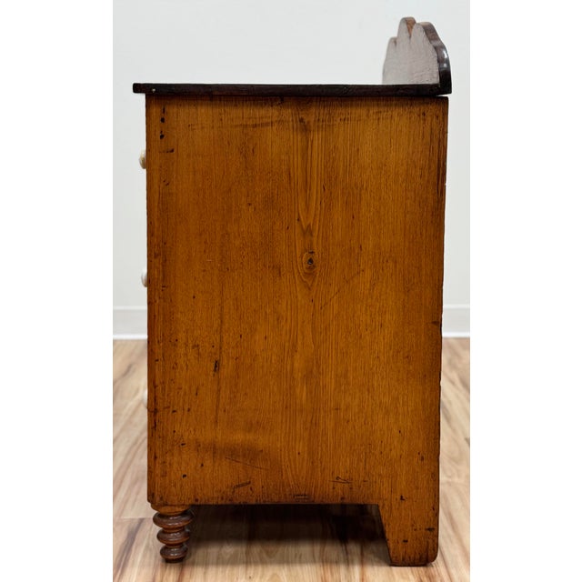 Wood Antique Pine Three Drawer Chest With Porcelain Knobs For Sale - Image 7 of 16