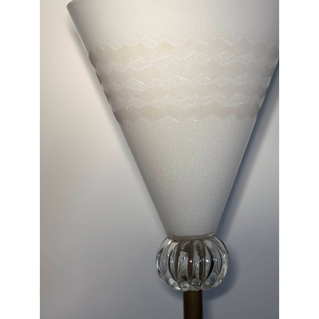 Metal Blown Opaline Murano Glass Floor Lamp from Barovier & Toso, Italy, 1980 For Sale - Image 7 of 13