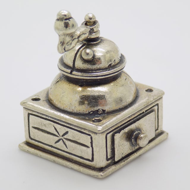 Vintage Italian Handmade Genuine Silver Grinder Rare Dollhouse Miniature For Sale - Image 4 of 8