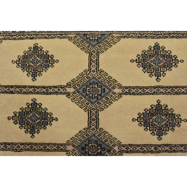 Beige Bokhara Jaldar Rug 5’2” X 8’2” Beige Wool Tribal Hand-Knotted Oriental Carpet For Sale - Image 8 of 12