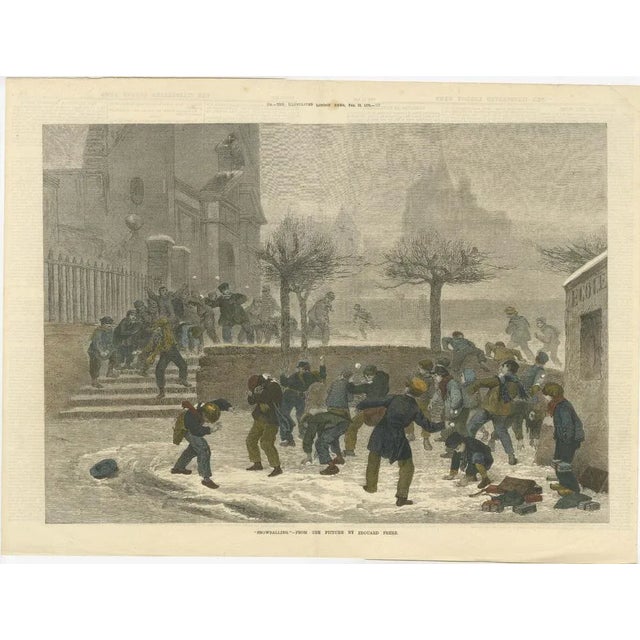 Edouard Frère, Snowballing from the Illustrated London News, 1876, Print For Sale - Image 3 of 4