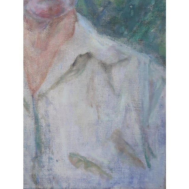 Vintage Soviet Man Portrait, Original Oil Painting on Canvas, 1970s 62-47 For Sale - Image 6 of 6
