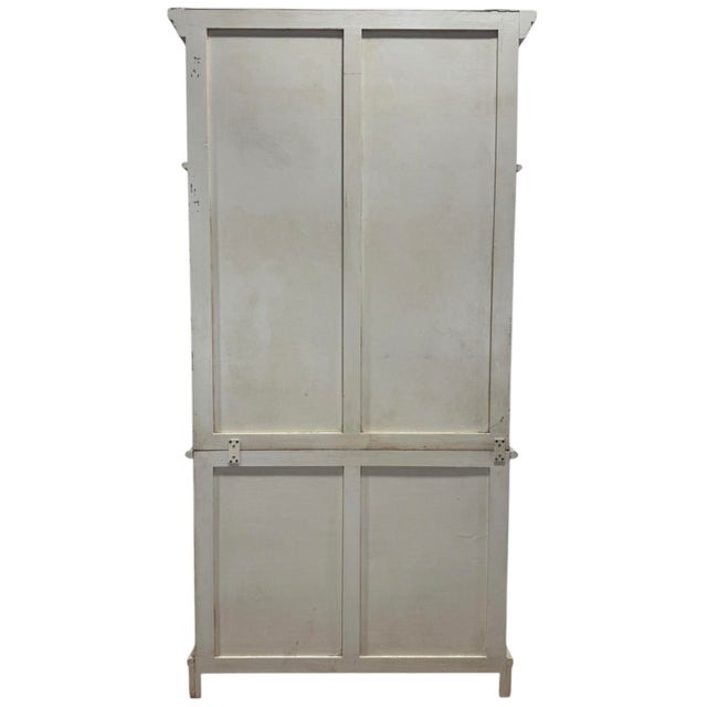 Ivory Italian French Style Rustic Chinoiserie Bookcase Cabinet W/ Landscape Panels For Sale - Image 8 of 8
