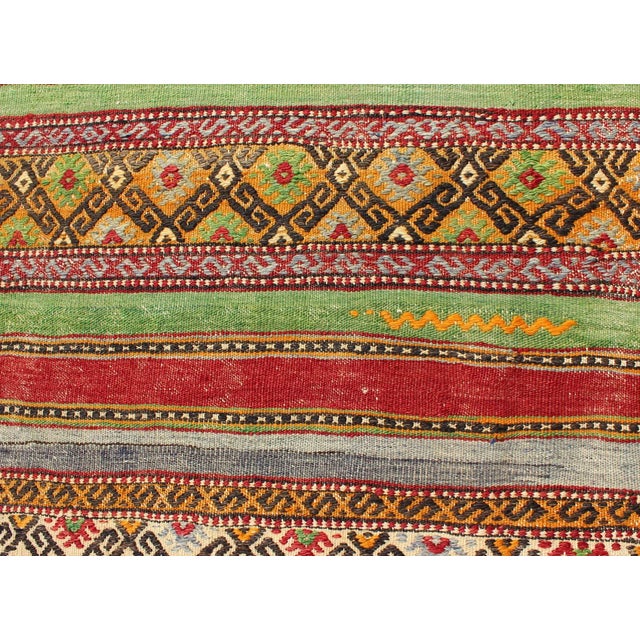 Fine Weave Turkish Kilim With Embroidery For Sale - Image 11 of 13