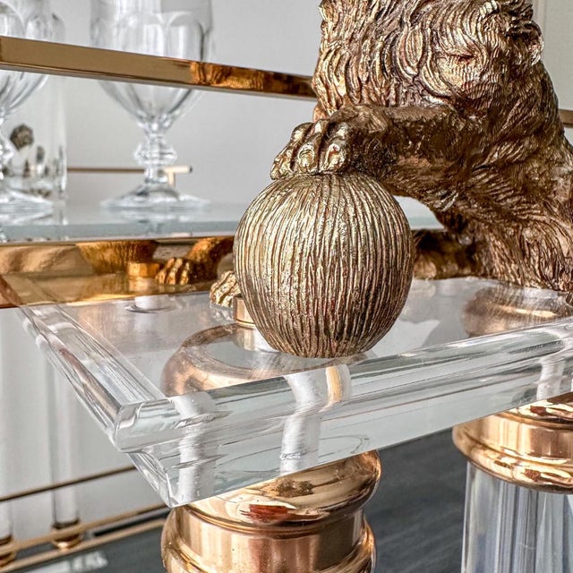 Gold Vintage Italian Serving Trolley in Brass, 1970s For Sale - Image 8 of 12
