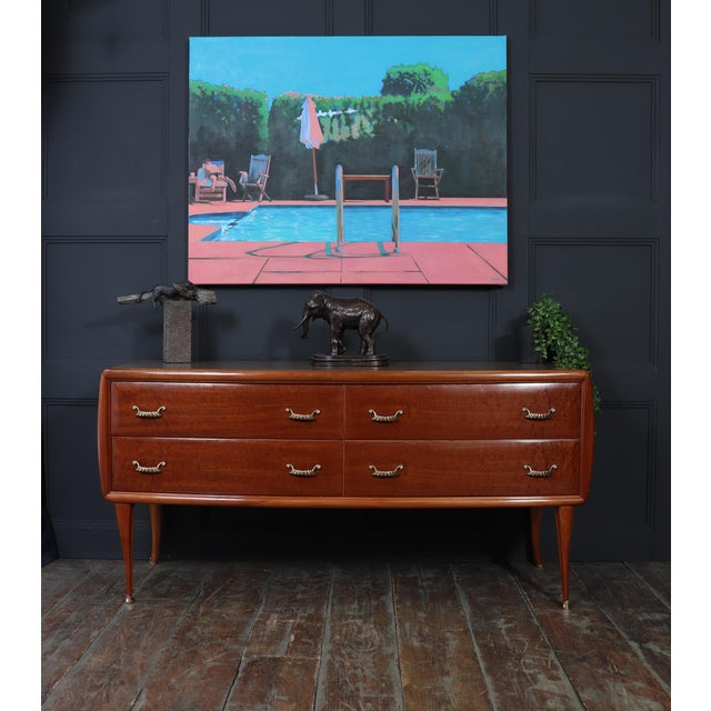 Poolside Painting Signed Tollpin, 1990, Oil on Canvas For Sale - Image 4 of 9
