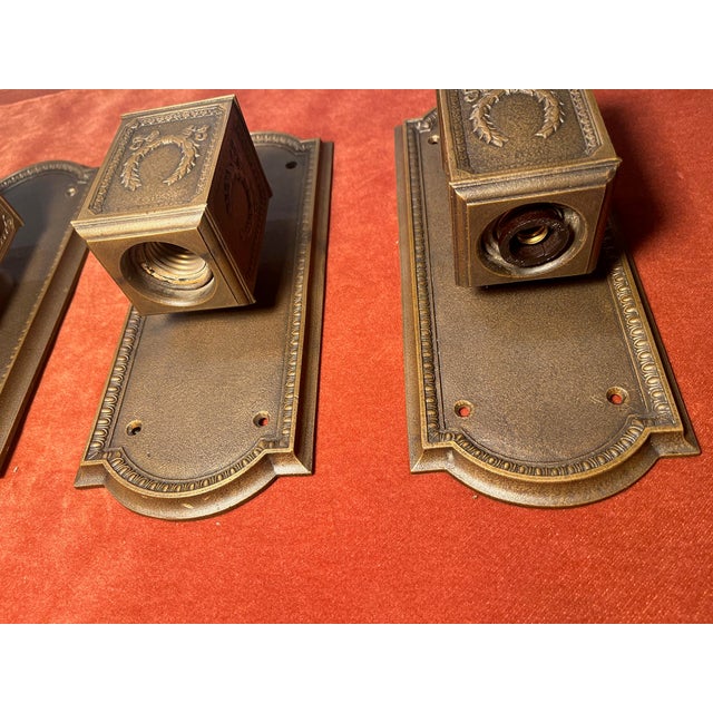 Antique Bronze Two-Bulb Wall Sconces - Set of 4 For Sale - Image 11 of 11