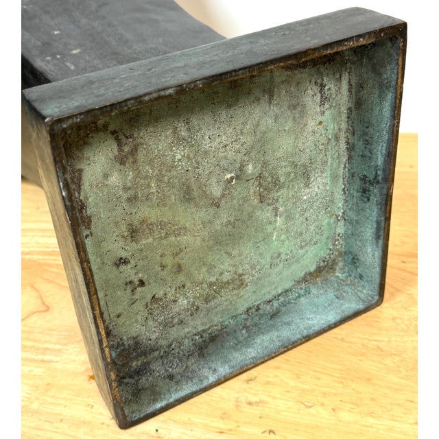 Brown Monumental French Moderne Verdigris Bronze Vase , Manner of Gilbert Poillerat For Sale - Image 8 of 18