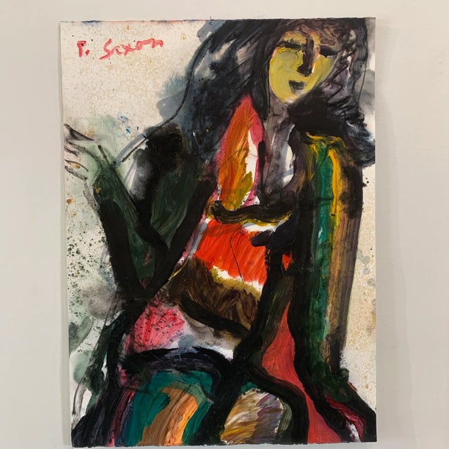 Contemporary Abstract Figurative Mixed-Media Painting on Paper by Phil Saxon For Sale - Image 10 of 10