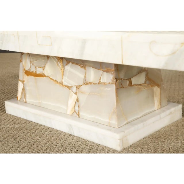 Vintage Italian Tessellated Onyx Coffee Table With Etched Stone Inset, 1970s For Sale - Image 14 of 18