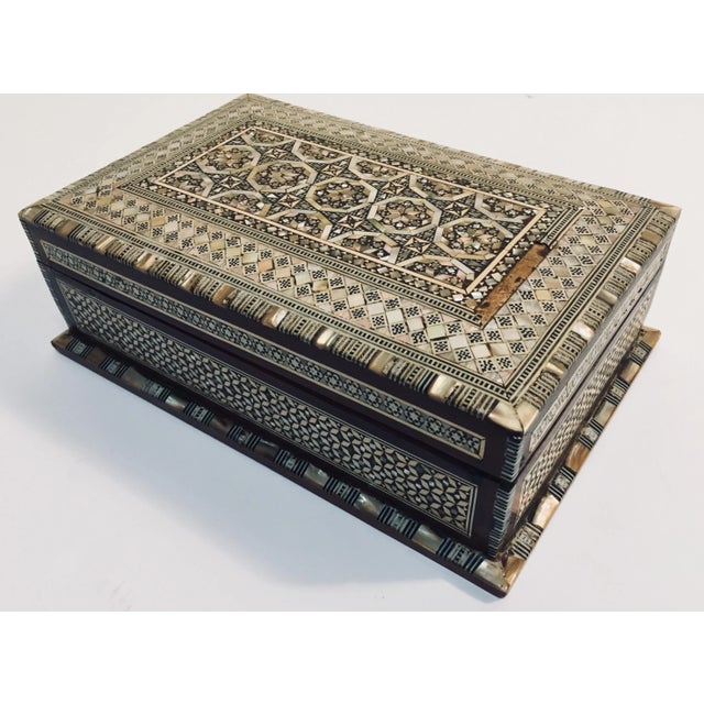 Vintage Middle Eastern Moorish Mosaic Marquetry Inlay Box For Sale - Image 12 of 12