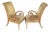 Pair French Modern Carved Feather Scroll Arm Lounge Chairs, Style Maison Jansen For Sale