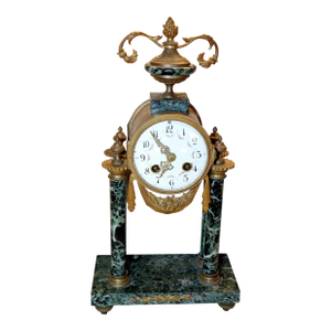 1890 French Green Marble Clock With