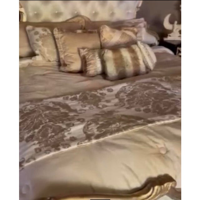 Champagne Panel Bed by Michael Amini - Platine De Royale Antique Platinum For Sale - Image 4 of 12