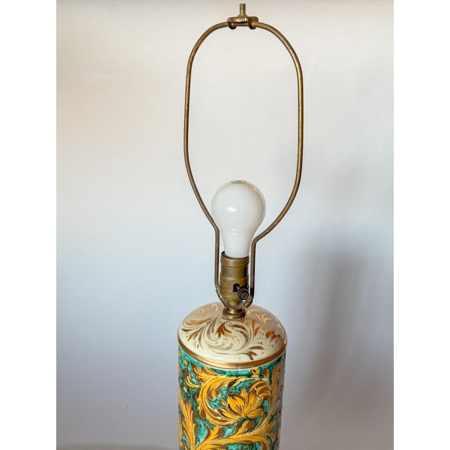 Vintage Italian Scraffito Table Lamp With Gilt Glaze Detail For Sale - Image 14 of 15