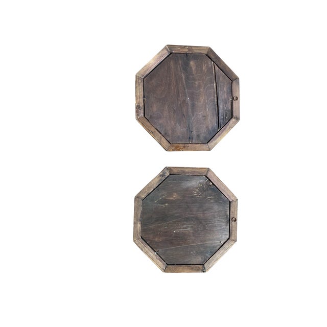 Brown Mid-Century Modern Octagonal Bamboo Framed Mirrors, 1950, Set of 2 For Sale - Image 8 of 9