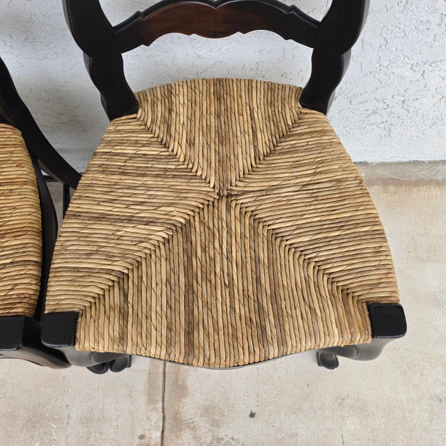 French Country Ladderback Rush Seat Dining Chairs Set of 4 For Sale - Image 9 of 18