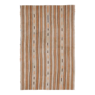 Vintage Turkish Oushak Handmade Wool Cotton Beige Kilim Area Rug For Sale