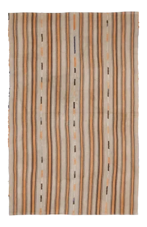 Vintage Turkish Oushak Handmade Wool Cotton Beige Kilim Area Rug