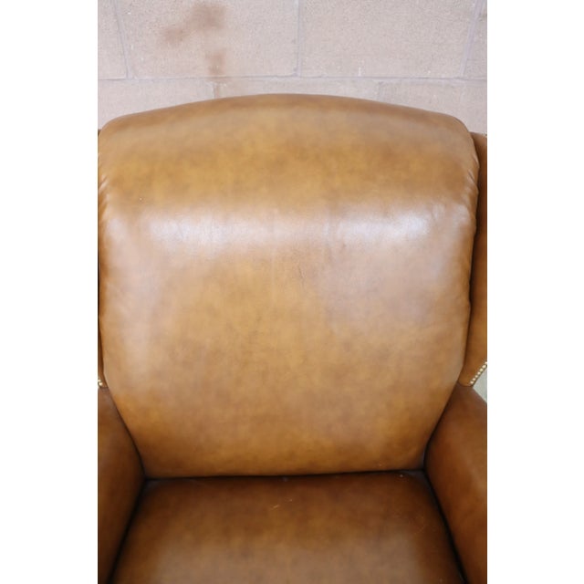Stickley Leather Wingback Chair & Ottoman For Sale - Image 11 of 13