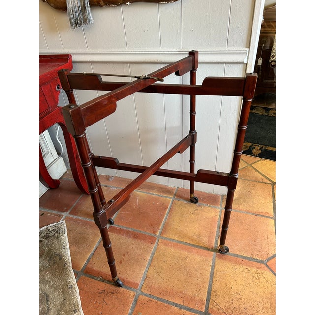 Early 20th Century Ferguson Bros. Tiered Patial Gilt Mahogany Folding Rafraichissoir Butler Tray Trolley For Sale - Image 10 of 16