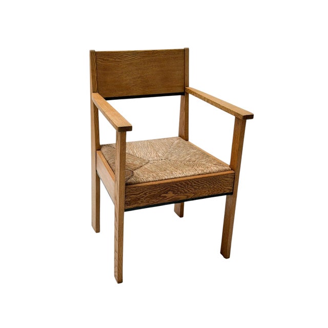 Art Deco Dutch Oak Armchair by J.A. Muntendam for L.O.V. Oosterbeek, 1920s For Sale - Image 4 of 12