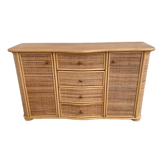 Vintage Sideboard in Curved Rattan For Sale
