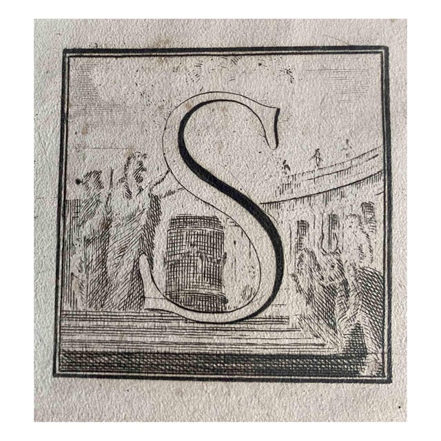 Old Master, Antiquities of Herculaneum, Letter S, Etching, 18th Century For Sale