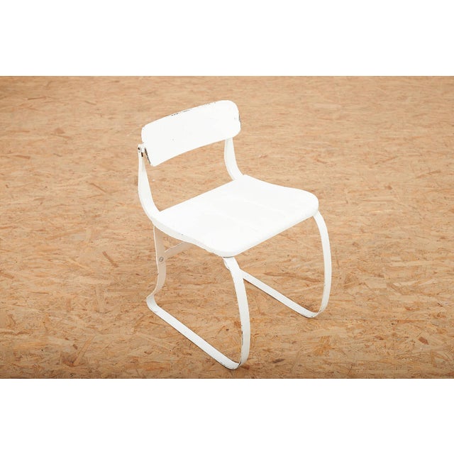 Health Chair in White Lacquered Metal and Flat Steel Base by Herman A. Sperlich for Ironrite, 1938 For Sale - Image 13 of 13