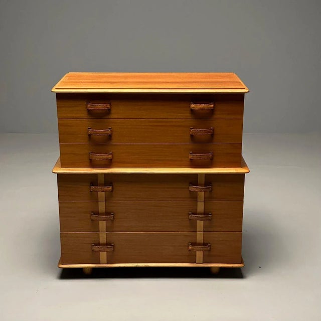 1950s Paul Frankl, Rare Station Wagon Highboy Dresser, Rock Maple, Leather, Usa, 1950s For Sale - Image 5 of 12