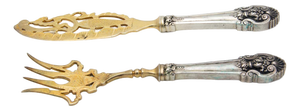 Gold Silver Fish Knife and Fork Set, Set of 2