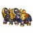 Pair of Vintage Cloisonne Enamel Elephant Figures – 6.7" Gilt Floral Motif Statues For Sale