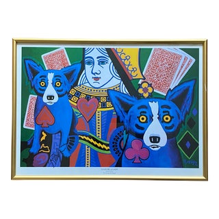 George Rodrigue 'Luck Be a Lady' Blue Dog Signed Limited Edition Print Framed For Sale