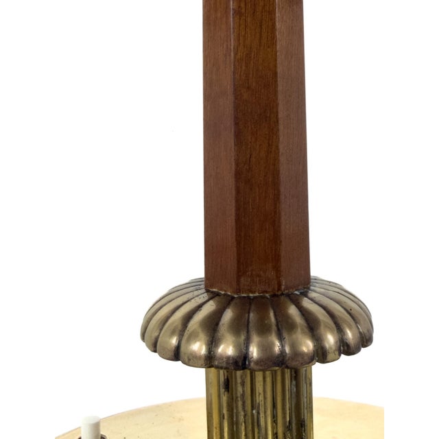 Monumental Table Lamp in Brushed Brass and Mahogany by Harald Notini for Böhlmarks, 1950 For Sale - Image 3 of 13