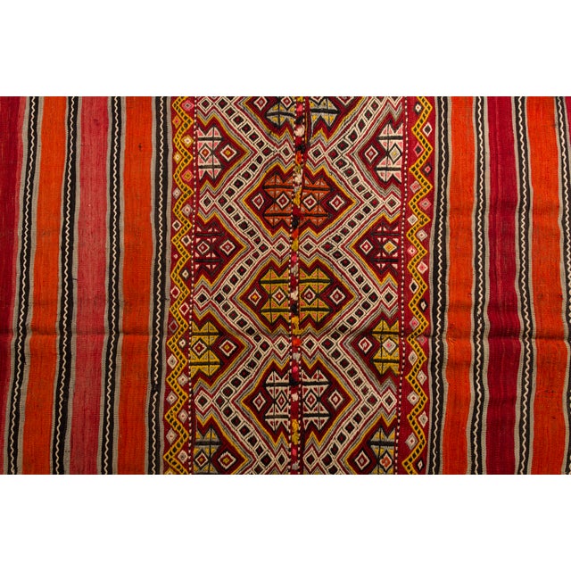 Mid 20th Century Vibrant Red, Orange & Yellow Flatweave Kilim For Sale - Image 10 of 10