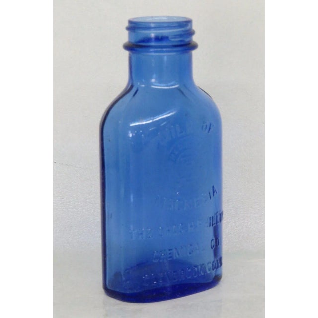 Chas H Phillips Chemical Co Milk of Magnesia Blue Glass Bottle For Sale - Image 10 of 10