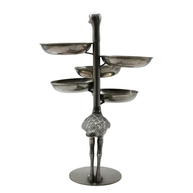 Metal Pewter Ostrich with Serving Trays, Italy, 1960s For Sale - Image 7 of 10