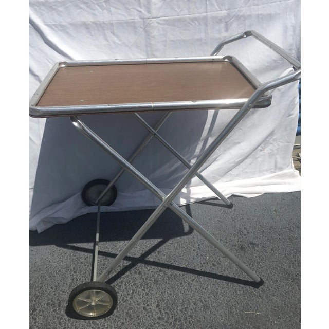 1950s 1950s Aluminum Folding Bar Cart For Sale - Image 5 of 8