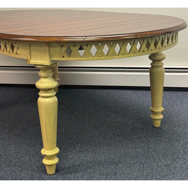 Hooker Hooker Furniture Rustic Farmhouse Painted Dining Table With 2 Leaves For Sale - Image 4 of 12