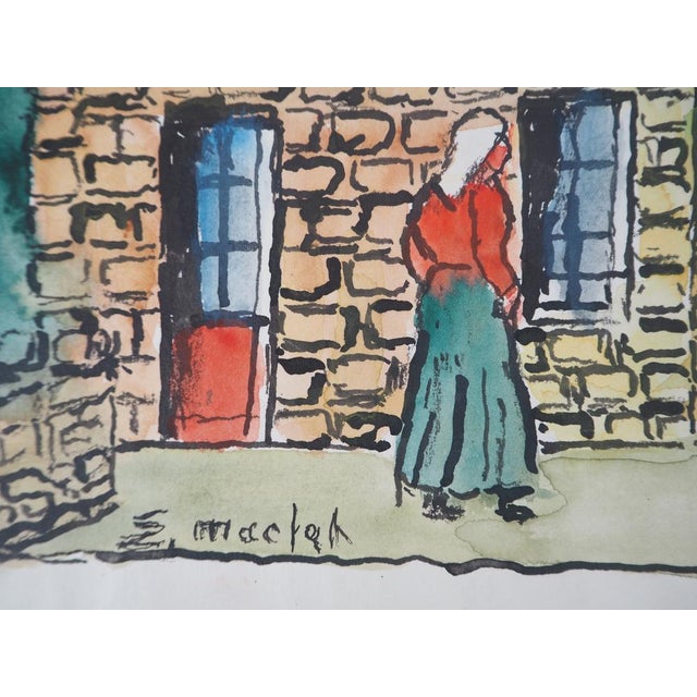 Elisée Maclet, Bretonnes à l'Entrée du Village, Watercolor, Early 20th Century For Sale - Image 5 of 6