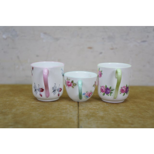White Vintage Shelley England Porcelain Bone China Floral Demitasse Cups Saucers - 5 pcs For Sale - Image 8 of 15