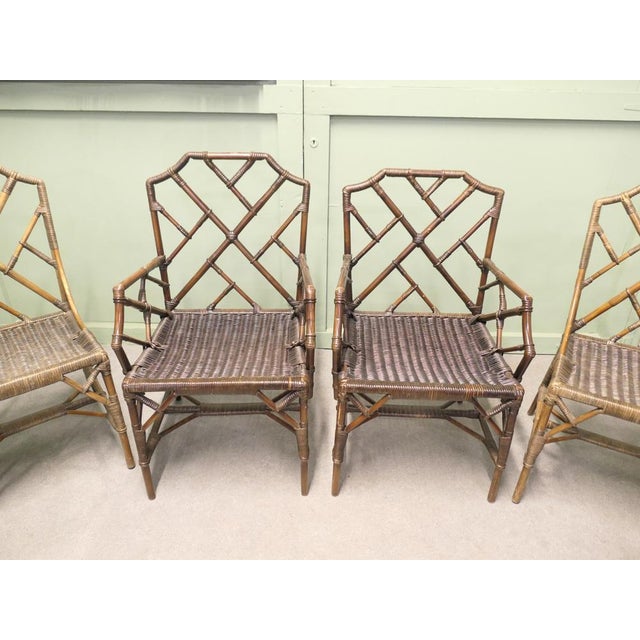 Vintage Chinese Chippendale Angraves Bamboo Plantation Chairs, 1930, Set of 10 For Sale - Image 3 of 9