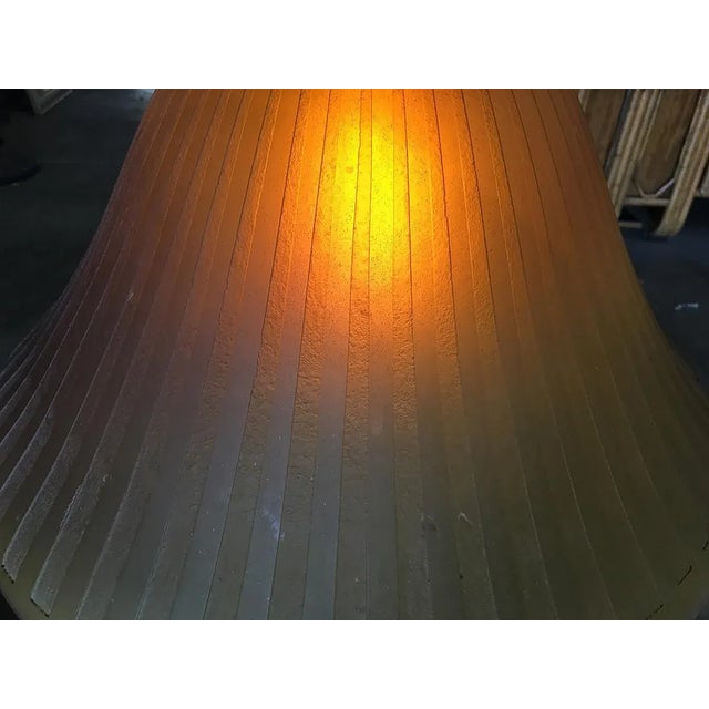 Bronze Hanging Lamp With Amber Glass Shade For Sale - Image 9 of 10