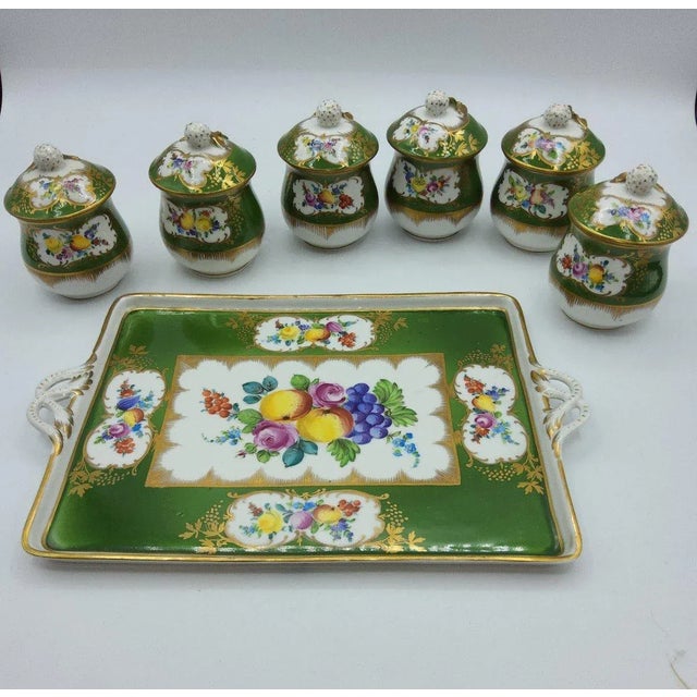 19th Century Porcelain Chocolate Cup Set with Tray, Set of 7 For Sale - Image 11 of 13