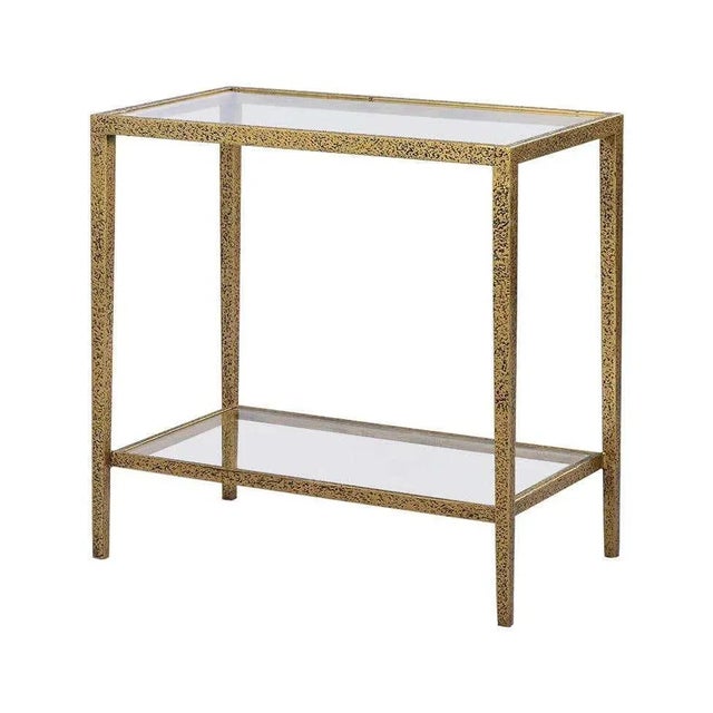 Hollywood Regency Style Hammered Rectangular Side Table For Sale In Greensboro - Image 6 of 6