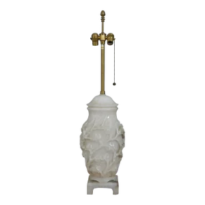 Quality Vintage Ornate Alabaster Asian Table Lamp