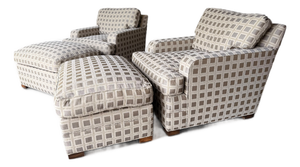 Custom Lounge Chairs & Rolling Ottomans From the Estate of Larry Lucchino – Set of 4
