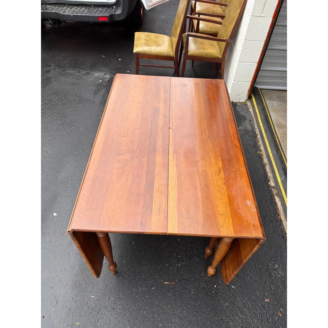 Wood Mid-20th Century Solid Wood Drop-Leaf Dining Table For Sale - Image 7 of 7