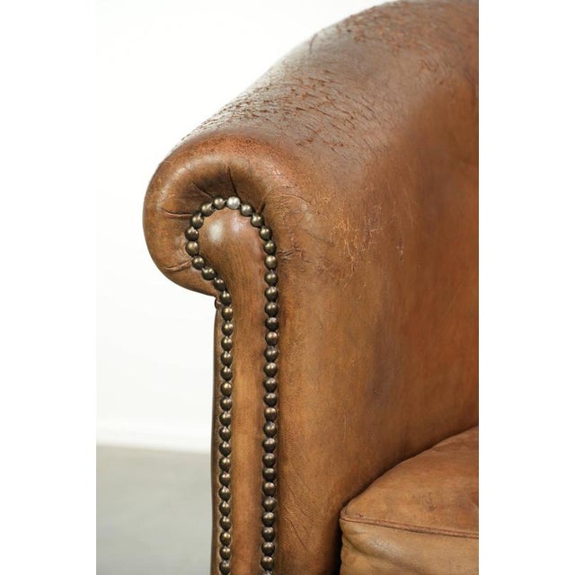 Vintage Sheepskin Club Armchair For Sale - Image 11 of 14