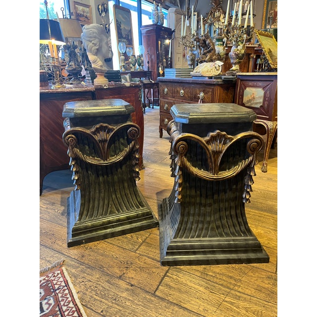 Stone Circa 1930 to 1940 Pair Faux Marble Display Pedestals For Sale - Image 7 of 7